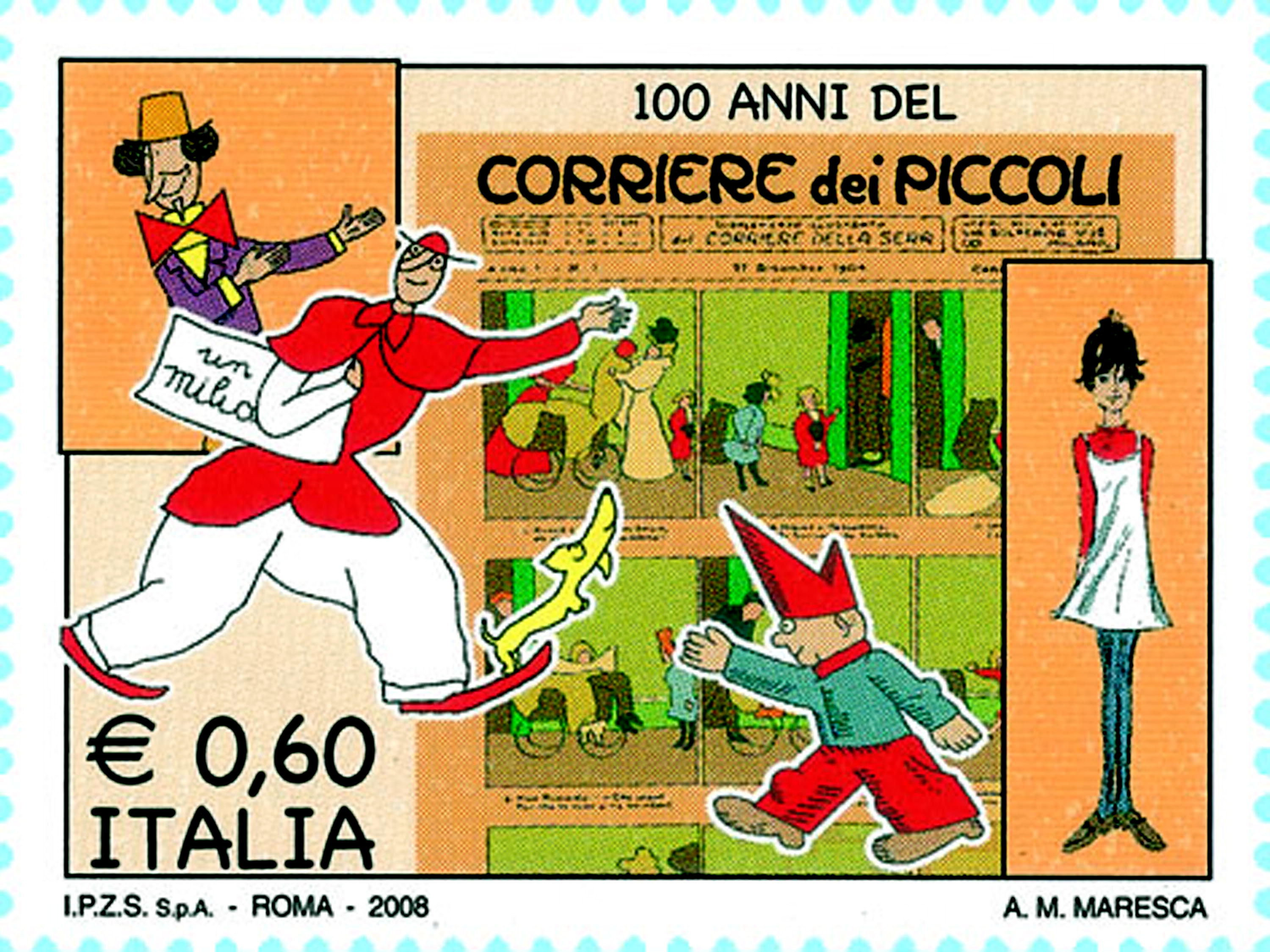 FUMETTI: 100 ANNI CORRIERE DEI PICCOLI IN FRANCOBOLLO