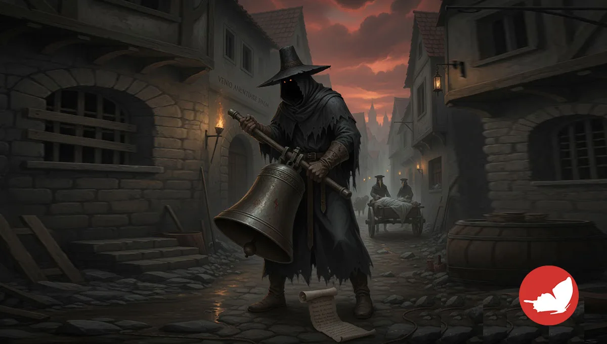 Il campanaro della peste che annunciava la Morte.